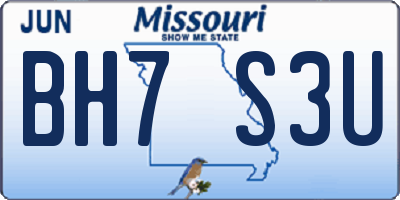 MO license plate BH7S3U