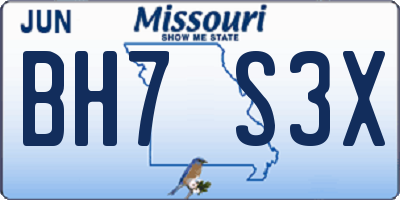 MO license plate BH7S3X