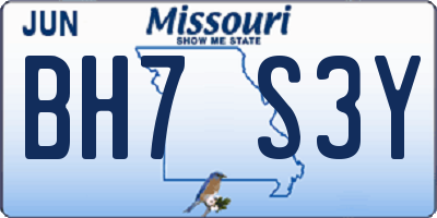 MO license plate BH7S3Y
