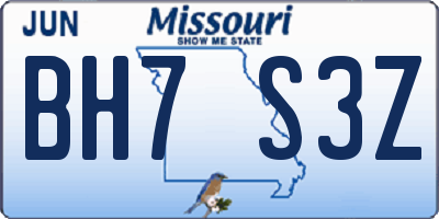 MO license plate BH7S3Z