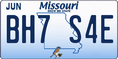 MO license plate BH7S4E