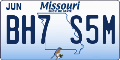 MO license plate BH7S5M
