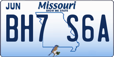 MO license plate BH7S6A