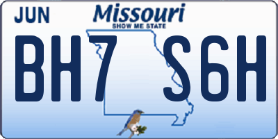MO license plate BH7S6H