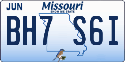 MO license plate BH7S6I