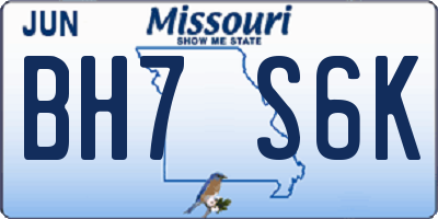 MO license plate BH7S6K