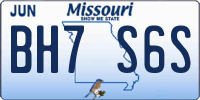 MO license plate BH7S6S