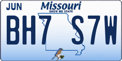 MO license plate BH7S7W