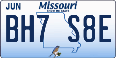 MO license plate BH7S8E