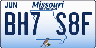 MO license plate BH7S8F