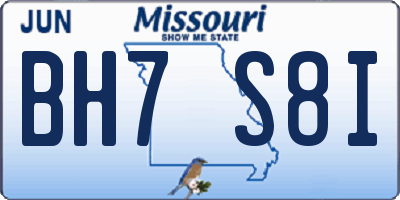 MO license plate BH7S8I
