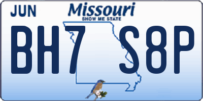 MO license plate BH7S8P