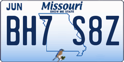 MO license plate BH7S8Z