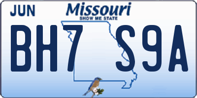 MO license plate BH7S9A