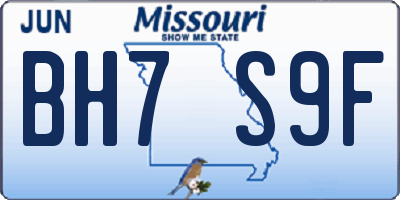 MO license plate BH7S9F
