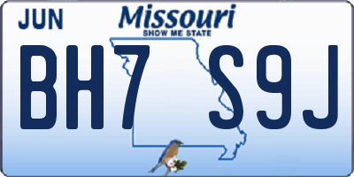 MO license plate BH7S9J
