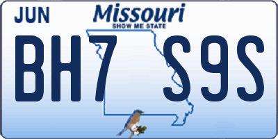 MO license plate BH7S9S
