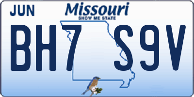 MO license plate BH7S9V