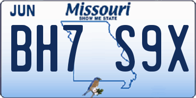 MO license plate BH7S9X