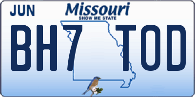 MO license plate BH7T0D