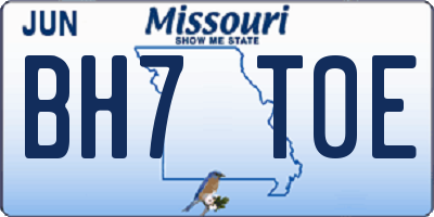 MO license plate BH7T0E