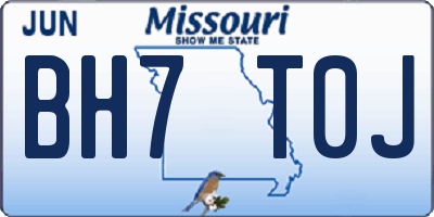 MO license plate BH7T0J