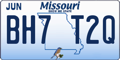 MO license plate BH7T2Q