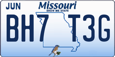 MO license plate BH7T3G