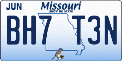 MO license plate BH7T3N