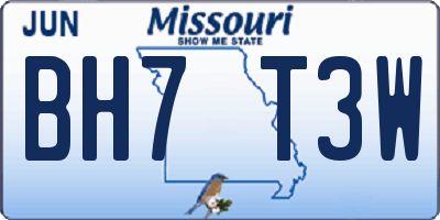 MO license plate BH7T3W