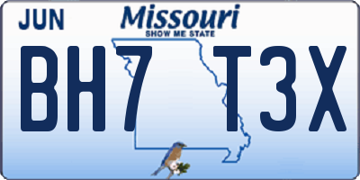 MO license plate BH7T3X