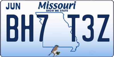 MO license plate BH7T3Z