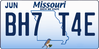 MO license plate BH7T4E
