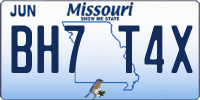 MO license plate BH7T4X