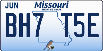 MO license plate BH7T5E