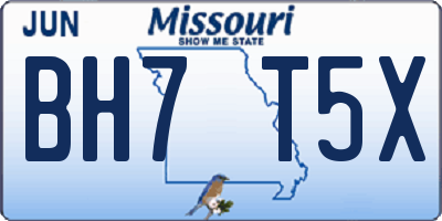 MO license plate BH7T5X