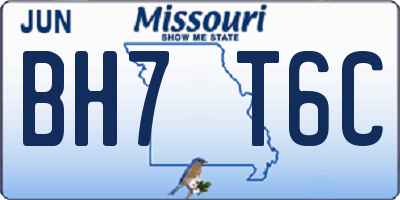 MO license plate BH7T6C
