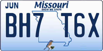 MO license plate BH7T6X