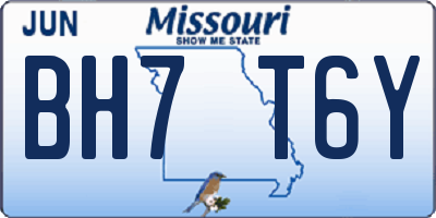 MO license plate BH7T6Y
