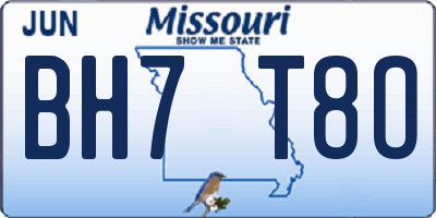 MO license plate BH7T8O