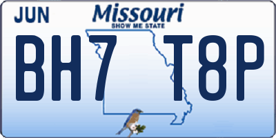 MO license plate BH7T8P