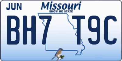 MO license plate BH7T9C
