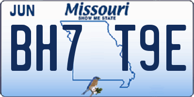 MO license plate BH7T9E