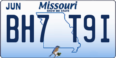 MO license plate BH7T9I