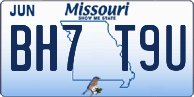 MO license plate BH7T9U