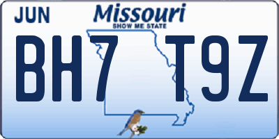 MO license plate BH7T9Z