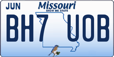 MO license plate BH7U0B
