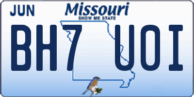 MO license plate BH7U0I