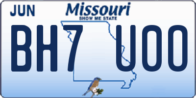 MO license plate BH7U0O