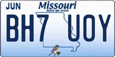 MO license plate BH7U0Y